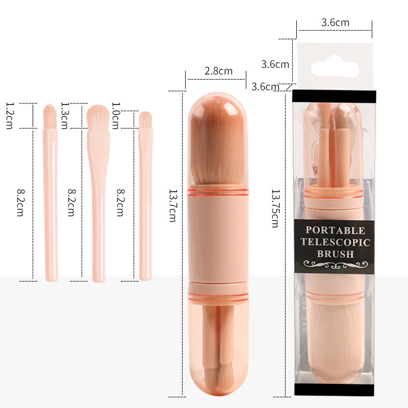 4-in-1 Portable Makeup Brush Set - brush heads