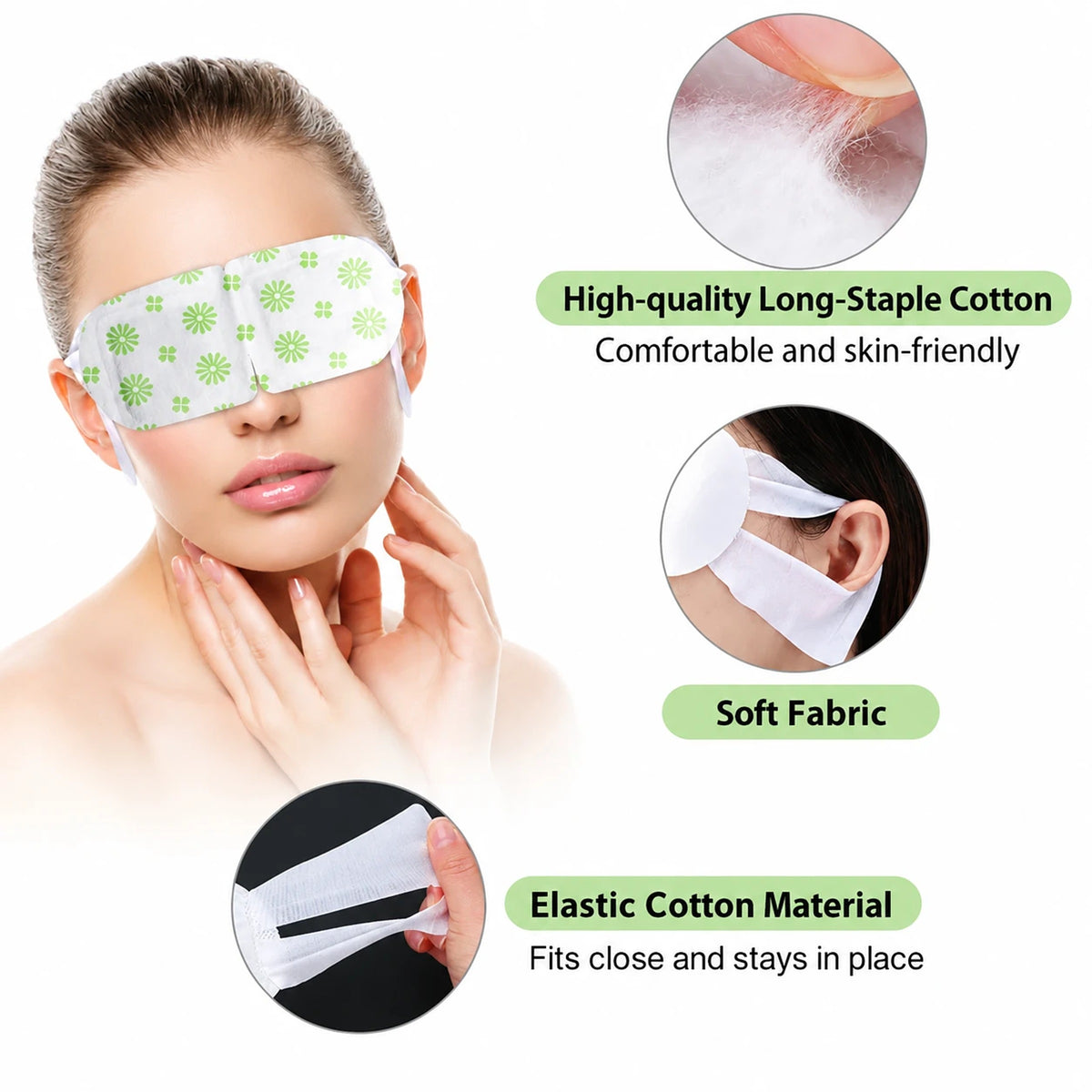 Soft cotton steam eye mask with ear loops
