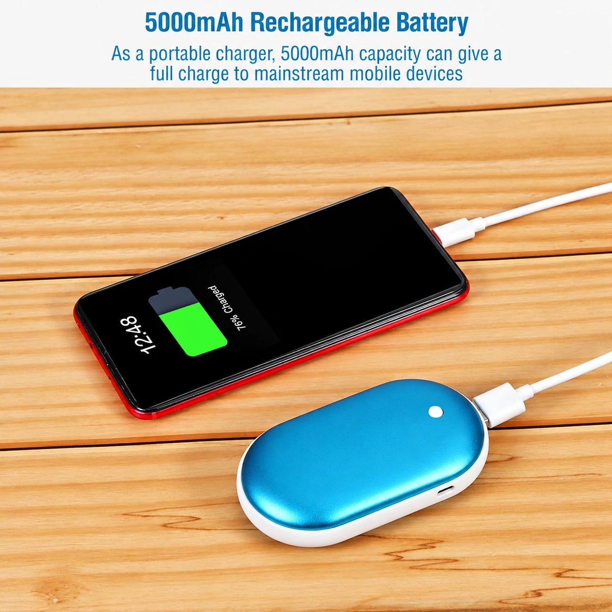 5000mAh battery charges your phone on the go