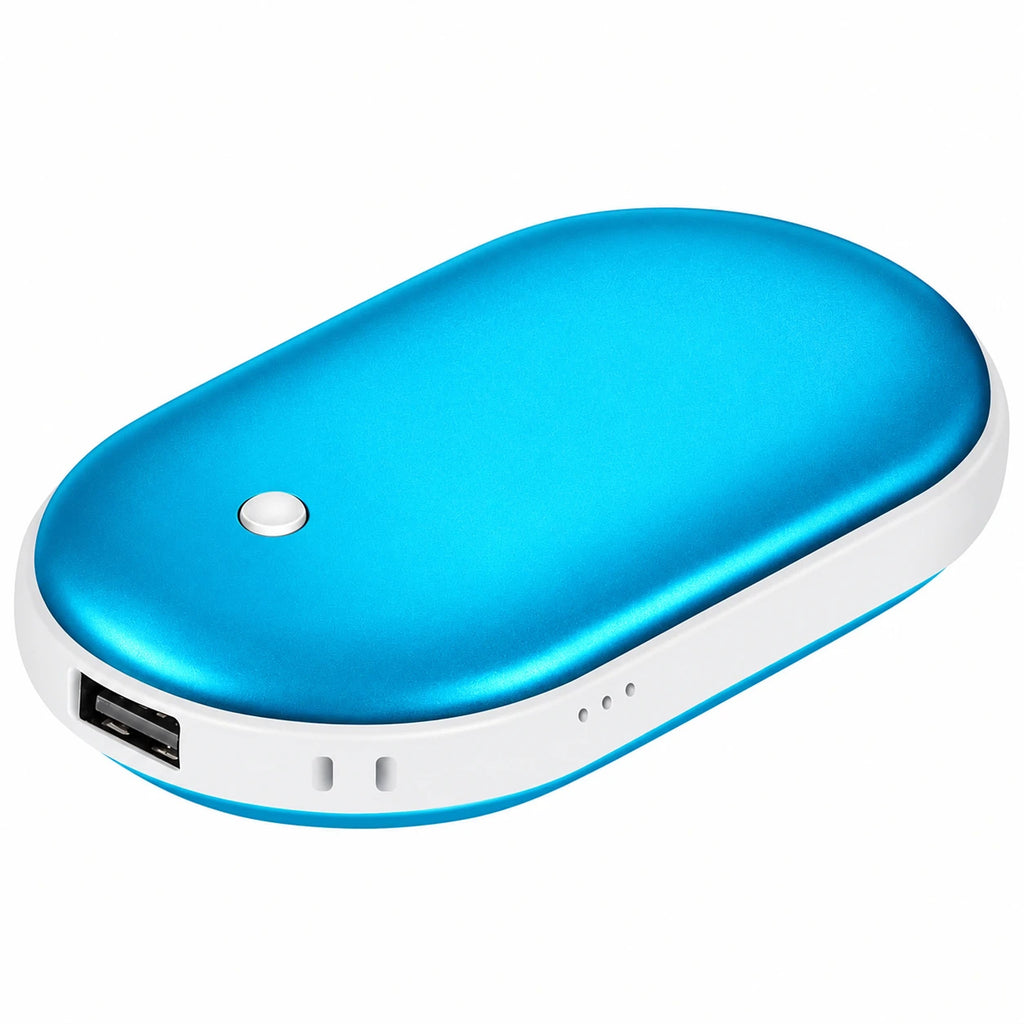 Rechargeable hand warmer in blue