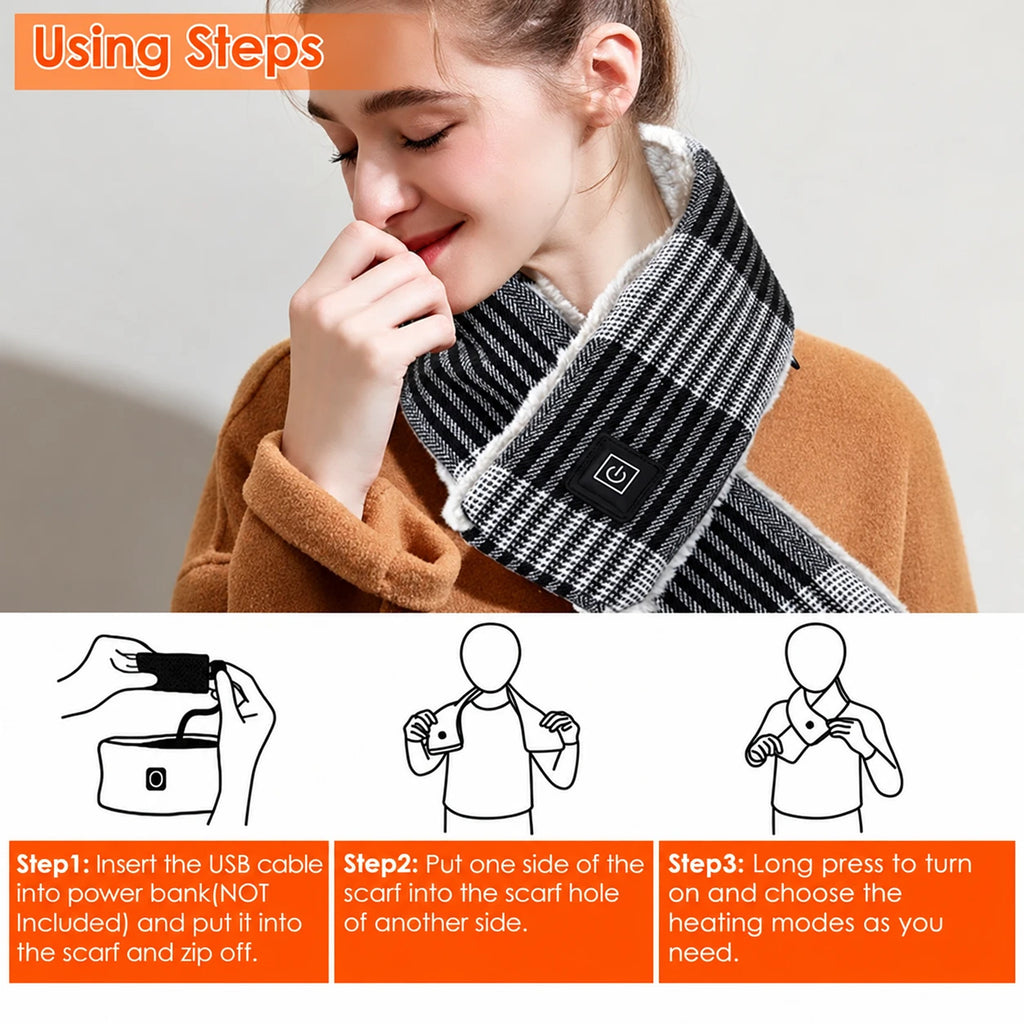 How to use the USB heated scarf in 3 steps