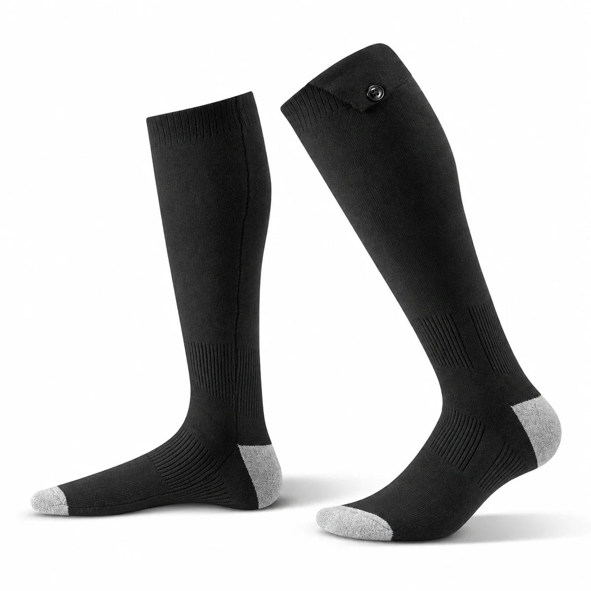 Rechargeable heated socks, black and gray