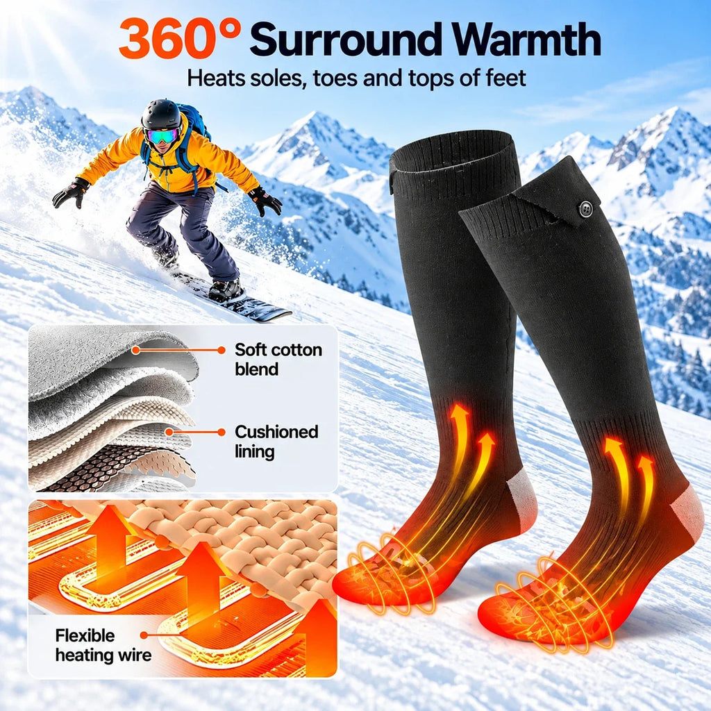 360 degree warmth on soles, toes and tops of feet